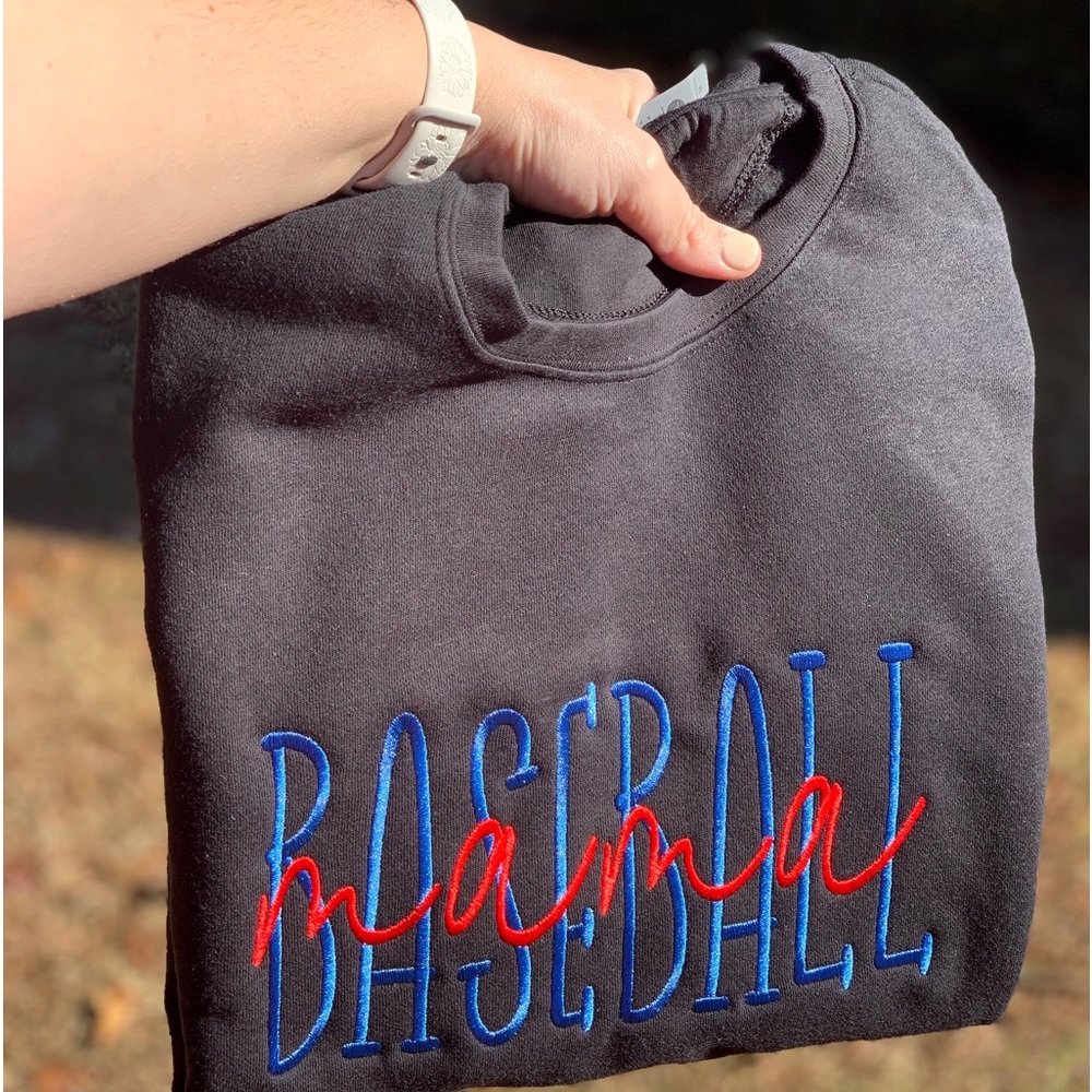 Embroidered Baseball Mama Sweatshirt with Pockets!